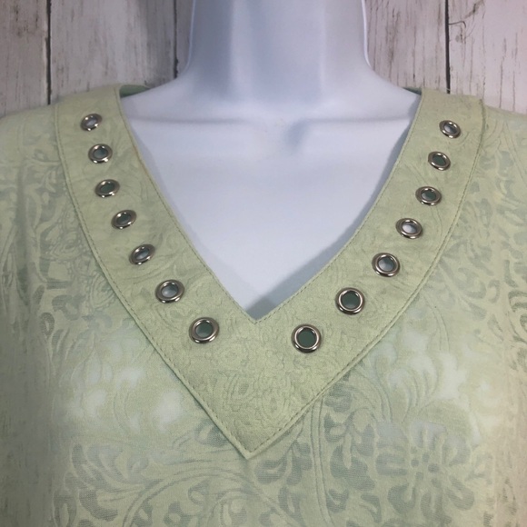 Zashi V-Neck Grommet Sheer T-Shirt NWT Small - Picture 3 of 10